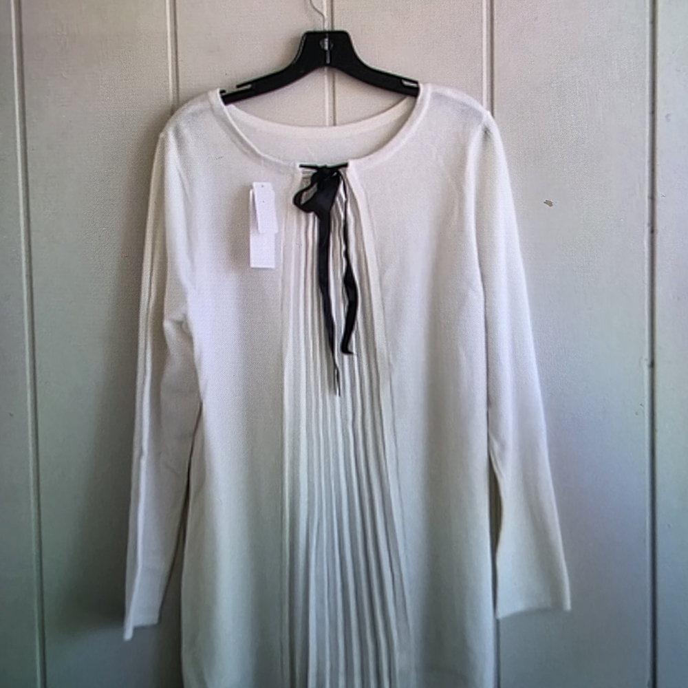 Soft Surroundings Sweater Tunic Large Pleated Ecru Reserva New Blouse